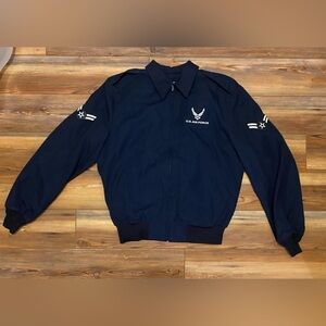 Vintage Navy Blue U.S Air Force Zip Jacket Wings Collection Size 44L With Liner